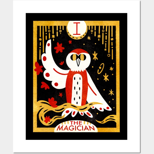 Magician Barn Owl Tarot Card Wall Art by narwhalwall